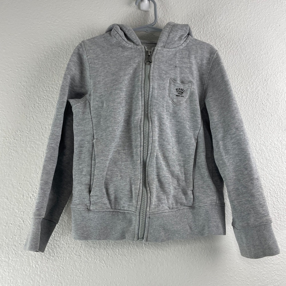 Diesel Full Zip Hoodie Kids Size 8 Grey Mohican Graphic Logo Fleece